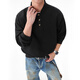 Homlean Heavy Henley Collar Solid Color Sweatshirt Men's Spring Fashion Versatile Loose Casual Bottoming Top HQ00 Black L