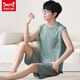 Catman MIIOW vest pajamas men's modal spring and summer round neck sleeveless shorts home clothes loose plus size set two-piece set NJR-12026 [Men's suit] L [Suggested 100-140Jin [Jin equals 0.5 kg]]