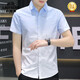 Camiseta clásica de autos (Laoyeche) Camisa de altura corta de seda de seda para hombres Camisa informal de estilo de verano para hombres para una camisa de pulgada de cuello cuadrada de mangas versátiles versátiles de alta gama 844 verde XL