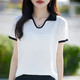 CKXNC mulberry silk lapel short-sleeved cardigan T-shirt for women 2025 summer fashion skin-friendly wool v-neck half-sleeved top white JXYZRJT-6197 L