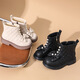 Mädchen Boots Kinder Martin Boots Herbst und Winter neuer Stil kleiner Mädchen Prinzessin Kurzstiefel Baby Lederstiefel Schüler modische Single -Stiefel Beige 28