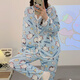 S.Sofea Spring Pyjamas Femme à manches longues Laits de soie à domicile Internet célébrité Guangzhou Treize Line M6624 # Blue Pacha Dog 170 M