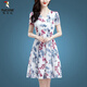 Woodpecker Ice Silk Robe 2025 Nouveau Température de vêtements pour femmes haut de gamme Réduire l'âge à manches courtes Mère d'âge moyen jupe d'été pour femmes Ice Silk 9904 jupe M 100Jin [Jin est égal à 0,5 kg]