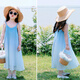 BUBBLE ORANGE Seaside parent-child wear mother-daughter dress beach 2026 summer new high-end holiday gradient suspender skirt blue dress 50 girls size 120 (recommended weight 38-45Jin Jin equals 0.5 kg)