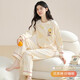 Modal pajamas for women in spring and autumn women 2025 new pure cotton fabric full cotton long sleeve spring and autumn soft home clothing Main picture MM: 9901 apricot color milk tea bear set M