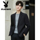 花花公子（PLAYBOY）休闲小西装外套男痞帅韩版潮流白色单西上衣修身男士正装西服套装 黑色单西 M 110斤以下