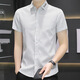 Hualin Fashion Summer Striped kurzärmeliges Hemd Koreaner lässig und vielseitig gutaussehend halbärmelig Hemd Unterwäsche 844 Khaki L 105-120jin [Jin gleich 0,5 kg] Trage