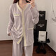 Cool Zhang Xiangao Purple Blume Pyjamas für Mädchen reines Baumwolle mit Brustpolsterfeder und Herbst neue Strickjacke Langarmhosen Home Kleidungsstück 9926# Drei Blumen-lila eins Größe m