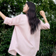 
Eifli (eifini) Eifli large version relaxing and slack shirt for women 2025 summer new versatile commuter basic texture top Pink S 80-110Jin [Jin equals 0.5 kg]
