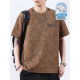 Vancl Eslite's new spring wash heavy cotton short-sleeved T-shirt for men 2025 summer loose large-size half-sleeved T-shirt F9896 brown regular 4XL 200-220Jin [Jin equals 0.5 kg]