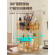 He Jiagong Light Luxury Cosmetics Storage Box Desktop Rotatable Dressing Table Skin Care Product Rack Lipstick Makeup Brush Eyebrow Pen Holder Three-layer Double-layer Storage Top Storage Recommended Model Amber Gold