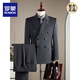 ROMON double-breasted wool suit men's suit business formal high-quality slim large size groom's wedding suit three-piece brown brown single-piece suit M (95-110Jin Jin equals 0.5 kg)