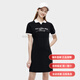 FILA fashion brand brand LOGO letter sports and casual breathable lapel short-sleeved dress for women dark black fashion light dark black XS