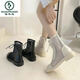 Woodpecker Martin boots summer thin women's 2025 new genuine leather breathable internet celebrity hollow mesh boots thick-soled sponge cake summer boots black 38