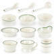 Sanqihu Tischgeschirr Imitation Porzellan Restaurant Schalen und Gerichte Set Hotel Hot Pot Set Tisch Plastik Dip Sauce Schüssel Reis Schüssel Teller Löffel Werbung LD-1047 Green Edge