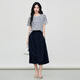 Basic House Basic House/Baijiahao high-waist spliced ​​wide-leg pants for women in summer new style design loose casual skirt pants Navy blue L
