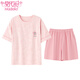 Pyjamas de coton pur modal pour femmes en été fine cou rond à manches courtes shorts à manches courtes deux pièces Douces douces de dessins animés peuvent porter des vêtements à la maison à l'extérieur de Z9856 L [Recommandé 100-120 Jin [Jin est égal à 0,5 kg]