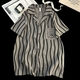 Arctic Velvet Herren Pyjamas 2025 Neue Wolken Sommer Striped Casual Home Clothing Set Dünner Sommer Kurzärärmelte Pyjama Männer 12529 L Empfohlen 100-130jin [Jin ist 0,5 kg]
