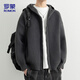 ROMON Knitted Sweater Cardigan Autumn Trendy Hooded Men's Jacket Loose Casual Warm Wool Clothes ST26 Black Gray XL