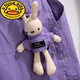 
G.DUCKKIDS children's overalls suit for girls in summer 2024 new fashionable children's summer casual shorts two-piece set Purple rabbit overalls + white T 130
