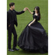 Wutuo black evening dress, elegant and high-end atmosphere, travel photography, fugitive princess, forest style lawn black gauze photography, gauze ceremony, fine women's dress, one size fits all