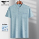 Septwolves daddy's lapel ice silk short-sleeved T-shirt middle-aged men's casual T-shirt middle-aged and elderly thin POLO shirt summer ice silk-9923 blue real pocket M 48/165