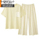 Modal summer women's A-class pure cotton pajamas short-sleeved cropped pants round neck loose simple style home clothing women's suit H9904 M