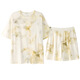Langsha Pyjamas für Frauen 2025 Sommer Super Soft Laisele Tiansi Baumwolle kurzärmelige Anzug lose und frische Heimkleidung 1289 m [Vorgeschlagen 85-105jin [Jin ist 0,5 kg]]