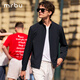 Mr. Bu Mr. Bu's fashionable solid color men's jacket 2025 autumn and winter new style simple and versatile outer wear KT16666 piano black L (175)