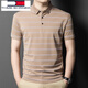 Tommy Shekelly Tommy Mula Silk Kurzarm T-Shirt Männer 2025 Sommer gestreiftes Middel mittlere Alters-Outfit Polo Shirt Männer 826 Green M 165 [Vorgeschlagen 100-125 Jin [Jin gleich 0,5 kg]]