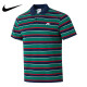 耐克（NIKE）短袖T恤男士2025夏季新款运动服针织翻领POLO衫上衣商务半袖 纯棉FN3897-410蓝绿条纹 S