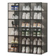 Pulian thickened shoe box storage box transparent foldable storage box plastic sneaker rack shoe cabinet drawer type space-saving artifact B type - hot selling recommendation 46.5 size transparent black buy 4 get 4 free in total 8 pieces can be installed