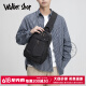 Walker Shop男士胸包单肩斜挎包新款轻便牛津布挎包休闲运动腰包骑行包潮背包 黑色