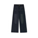 Jeans rétro-là-bas de Cantu American pour femmes en été en été nouveau gras MM haute taille mince de corps en forme de poire pantalon droit rétro bleu M [90-110jin [Jin est égal à 0,5 kg]]]