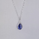 Fat Donglai same style tanzanite necklace retro style 925946 silver pendant drop-shaped inlaid blue zircon water wave chain single pendant