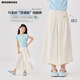 Moonkids girls wide-leg pants summer 2025 new children's cool casual mosquito-proof pants girls summer thin nine-point pants 15268 fruit green wide-leg pants 140 cm