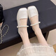 Rxxbfb französische Mary Jane Single -Schuhe für Frauen 2025 Frühlings- und Herbst -neue vielseitige Lederschuhe Retro weiche Sohle mit Rock Frauenschuhen aus Weiß 37 (235 mm)