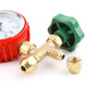 Air conditioning fluorine-filled pressure gauge three-way fluorinated gauge valve refrigerant meter 25kg refrigerator pressure gauge 488 nitrogen pressure gauge metric gauge (25KG) complete set with nuts
