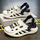 Changxiang Huili Boys Slippers 2025 new summer children's hole shoes outside wearing medium and large boys' odorproof and anti-slip beach sandals white and black 30