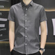 Hualin Fashion Summer Striped kurzärmeliges Hemd Koreaner lässig und vielseitig gutaussehend halbärmelig Hemd Unterwäsche 844 Khaki L 105-120jin [Jin gleich 0,5 kg] Trage