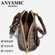 ANYSMIC奢侈高端品牌包包女包欧美复古印花斜挎包时尚简约撞色贝壳包 咖啡配杏