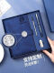 Tan Beiman Graduación Salida Regalo Notebook Bajón de regalo Conjunto de cuaderno personalizado y Pen Flash Drive Flash Lettering Custom College Graduation Souvenir Gift Notepad 12034-Blue