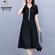 Дятел летнее толстое ММ в корейском стиле свободное облегающее платье с короткими рукавами женское большого размера 200Jin Jin равно 0,5 кг Толстая повседневная юбка, закрывающая живот, черная 5XL рекомендуется 180-200Jin Jin равна 0,5 кг