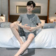 CarsemKeitn夏季男士短袖睡衣薄款棉质休闲加大码青少年家居服男宽松套装夏天 D9928 XL 男XL