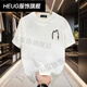 HEUG枫善服饰新款美式复古创意印花宽松男女圆领重磅f短袖休闲上 白色AB1699前后-M网点 ##&_ M 建议110130##*