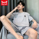 
Catman MIIOW pure cotton men's pajamas summer short-sleeved shorts can be worn on the outside for loose men's summer thin large-size home clothing set 9928 (HD suit) L [Suggested 100-120Jin [Jin equals 0.5 kg]]