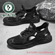 Woodpecker mesh sandals for men in summer 2025 new style of outdoor wear non-slip wear-resistant casual outdoor hollow hole shoes Black 688 sandals [brand clearance to pick up bargains] 40