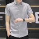 Hualin Fashion Summer Striped kurzärmeliges Hemd Koreaner lässig und vielseitig gutaussehend halbärmelig Hemd Unterwäsche 844 Khaki L 105-120jin [Jin gleich 0,5 kg] Trage