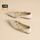 Zhr Top Layer Cowhide Mary Zhen Chaussures pour femmes Boucle de mode polyvalente Soft Sole Light Bouche célibataire pour femmes S687 BEIGE 36