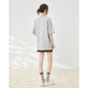 IEF/AIYIFU 2025 Sommer New American Casual Style Letter Print unregelmäßiger Saum vielseitiger mittelgroßer T-Shirt Grau gleich Größe